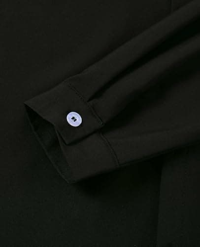 Kinberr Boys Girls Black Long Sleeve Dress Shirt Formal Button Down Uniform Shirt for Casual Wear — view 5