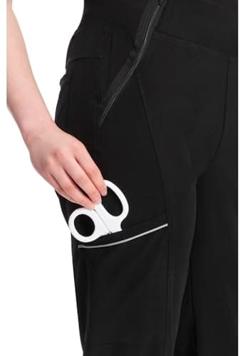 Infinity Women's Scrub Jogger Pants Mid Rise Bottoms with 5 Pockets, Moisture Wicking & 360° Stretch Fabric - CK110A, M, Black — view 2