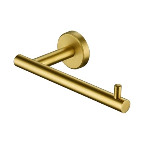 JQK Gold Toilet Paper Holder, 5 Inch Tissue Paper Dispenser, 304 Stainless Steel Wall Mount, Brushed Gold, TPH100-BG