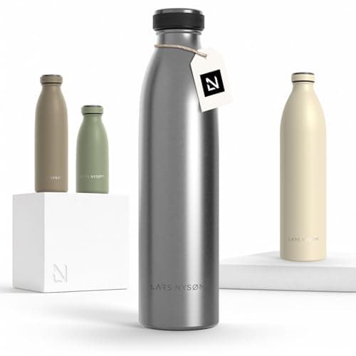 LARS NYSØM Stainless Steel Insulated Water Bottle 350ml, 500ml, 750ml, 1L, 1 5 Liter | Insulated Thermo Flask for Hot and Cold Beverages | Leakproof Drinking Bottle (Stainless Steel, 750ml)