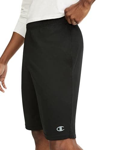Champion Men's Sport Shorts, Standard Fit, 10 Inch Inseam, Lightweight Fabric, Moisture-Wicking, Available in Regular and Big & Tall, Black, Large — view 2