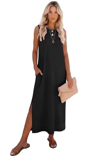RUMIA Dresses for Women 2026 Sleeveless Casual Maxi Dress Black M