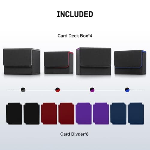 ZLCA Card Deck Box for Trading Cards, MTG Commander Deck Box Holds 120+ Single Sleeved, Leather Magnetic Card Storage Case Fits for TCG CCG Magic(Black Set) — view 2