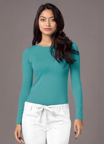 Adar Underscrubs for Women 2 Pack - Long Sleeve Underscrub Comfort Tee - 2902 - Aquamarine - XS — view 7