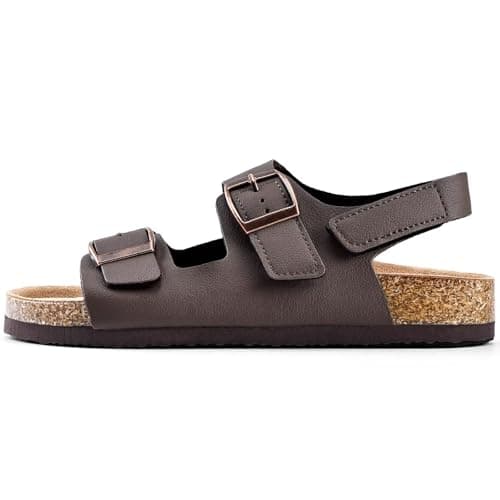 Torotto Kids Girls Boys Sandals with Cork Footbed Adjustable Strap Toddler Casual Slides Sandals Open Toes Flat (877/Coffee Brown,31) — view 3