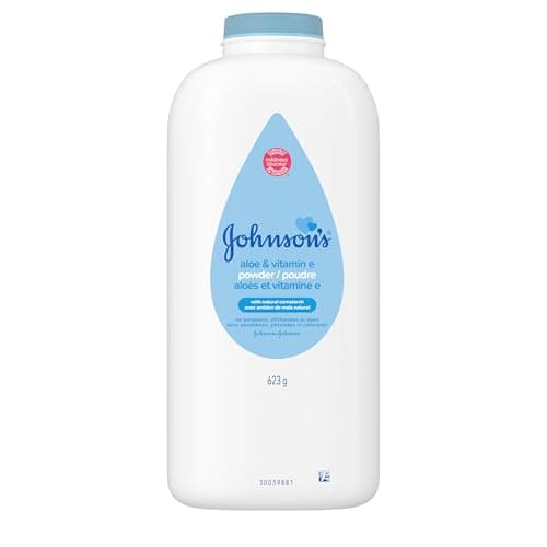 Johnson's Baby Powder with Naturally Derived Cornstarch, Aloe & Vitamin E – Hypoallergenic for Delicate Skin, Free of Parabens & Dyes, Gentle Care for Babies & Adults, 623 Grams