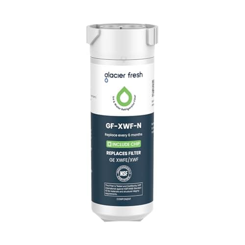 GLACIER FRESH Water Filter Compatible with XWFE (Built-in CHIP), Replacement for GE XWFE, XWF Refrigerator Water Filter NSF/ANSI 42 Certification Pack of 1