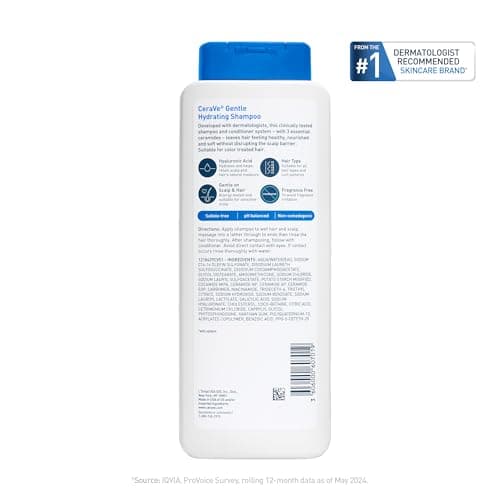 CeraVe Gentle Hydrating Shampoo, With Ceramides, Niacinamide & Hyaluronic Acid For Soft, Healthy Looking Hair & Scalp, Sulfate Free & Color Safe Shampoo, For All Hair Types, 12 Oz — view 11