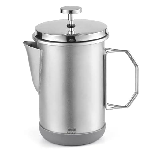 aqxreight French Press Coffee Maker 1L, 304 Stainless Steel Coffee Pot with Foldable Handle, Removable for Camping, Travel, and Home Use (Silver)