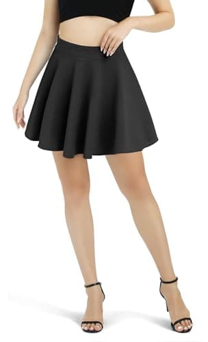 Urban CoCo Women's Basic Versatile Stretchy Flared Casual Mini Skater Skirt (XS, Black) — view 3