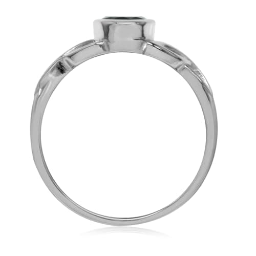Silvershake Natural Black Onyx White Gold Plated 925 Sterling Silver Triquetra Celtic Knot Ring Size 3.5 — view 3
