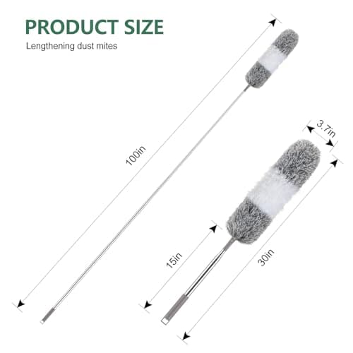 SetSail Extra-Long Dusters with Extension Pole 100-inch for Cleaning Bendable Microfiber Head Washable Ceiling Fan Cleaner Duster for Corner