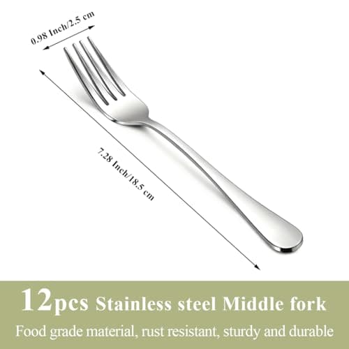Berglander Dinner Forks Set 12pcs 18.5cm, Stainless Steel Table Fork, Dessert Salad Forks, Flatware Silverware Fork for Restaurant, Hotel, Bulk Value, Affordable, Dishwasher Safe