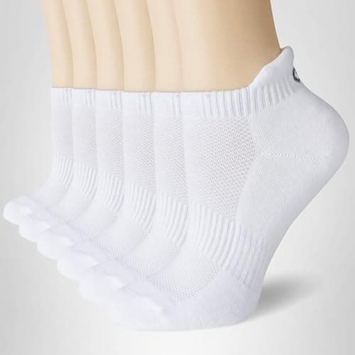 CS CELERSPORT Ankle Athletic Running Socks Low Cut Sport Tab Sock for Men and Women (6 Pairs), Medium, White — view 7