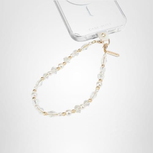 Case-Mate Phone Charm Wrist Strap w/Pearls & Crystals - Crystal Pearl Gold — view 9