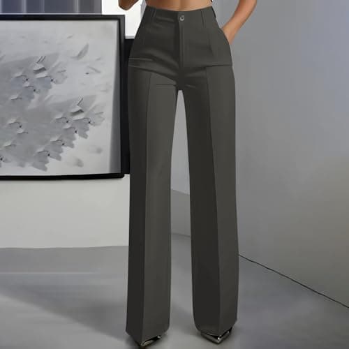 Women Wide Leg Pants Work Business Lightweight Trousers High Waist Work Casual Pull On Slacks with Pockets 2026 — view 2