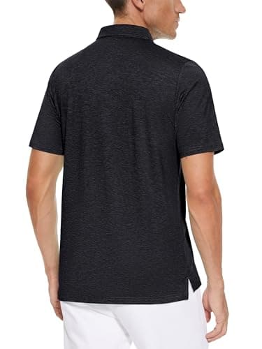 TACVASEN Men's Golf Polo Shirt Short Sleeve Men's Lightweight Sport Polo Workout Shirts for Men Moisture Wicking Sports Polo Shirts for Men Black — view 5