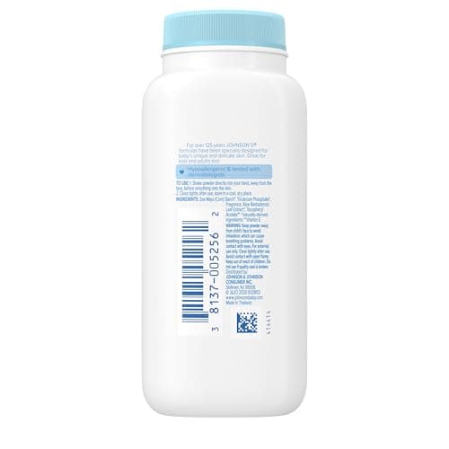 Johnson's Baby Cornstarch Baby Powder with Aloe and Vitamin E for Delicate Skin, Hypoallergenic, No Addded Parabens, and Dyes for Gentle Baby Skin Care, Baby Essentials, 1.5 oz — view 5