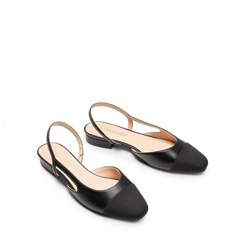 DREAM PAIRS Women's Slingback Ballet Flats,Black-Pu,8 — view 4