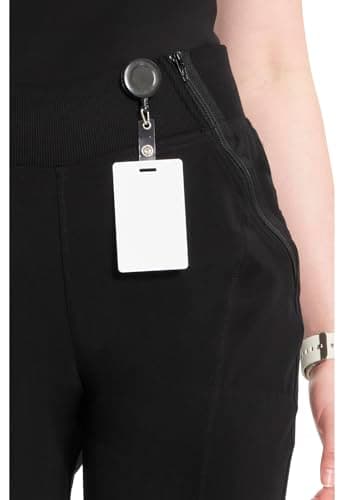 Infinity Women's Scrub Jogger Pants Mid Rise Bottoms with 5 Pockets, Moisture Wicking & 360° Stretch Fabric - CK110A, M, Black — view 4