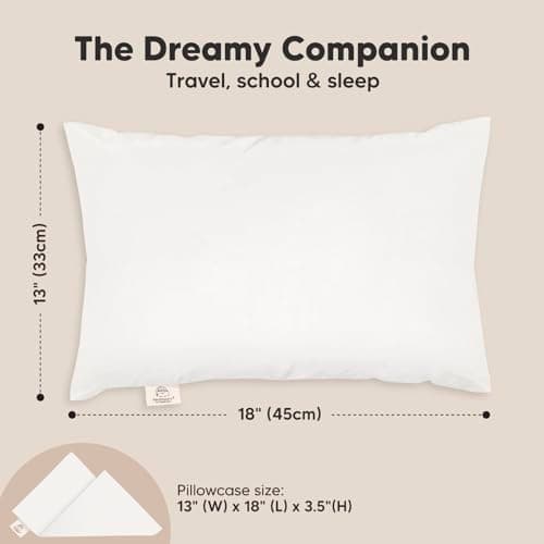 Toddler Pillow with Pillowcase, 13x18 My Little Dreamy Pillow (Soft White) — view 2