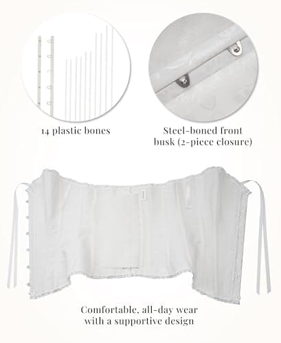 SZIVYSHI 14-Bone Overbust Corset Top - White - Small — view 5