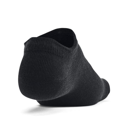 Under Armour Unisex-Adult Essential No Show Socks 6 Pack, (001) Black/Black/Castlerock, Large — view 3