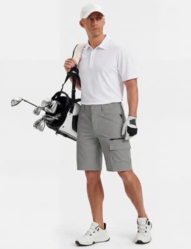 TACVASEN Men's Cargo Shorts Golf Dress Casual Lightweight Quick Dry Water Resistant Summer Work Hiking Shorts Fishing Light Grey 34 — view 3