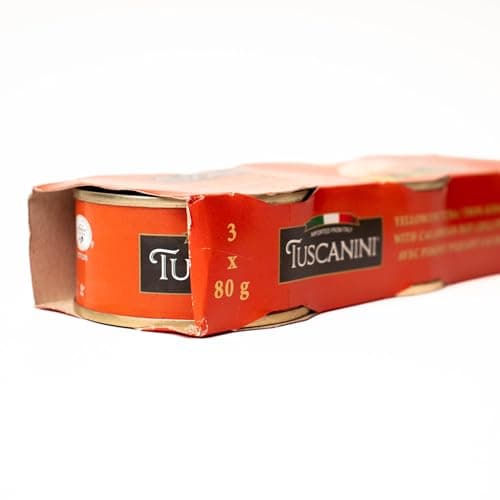 Tuscanini Italian Solid Light Yellowfin Tuna in Olive Oil with Calabrian Chili Peppers 3 Pack of 80g (240g) | Gluten Free, Soy Free, Mineral Enriched, Kosher for Passover, Product of Italy — view 3