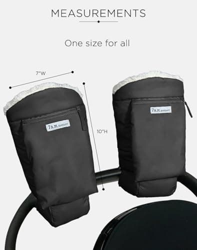 7AM Enfant Stroller Warmmuffs Gloves - Anti-Freeze Stroller Mittens for Handlebars, Water Repellent Hand Warmer Muff for Cold Weather, Plush Lined Stroller Warmmuffs | Winter Stroller Accessories — view 5