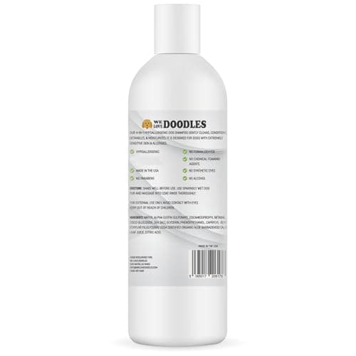 Dog Shampoo, Conditioner & Detangler - Best Shampoo for Goldendoodles, Poodles & Doodles Pet Hair - Hypoallergenic, Tearless, Sensitive Skin for Puppies & All Dog Breeds - Made in USA,16OZ (Unscented) — view 5