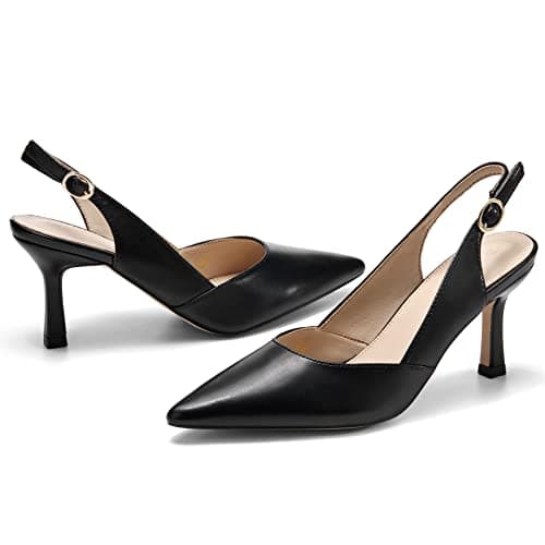 Rilista Women's Kitten Heels Pumps Pointed Closed Toe Wedding Party Dress Slingback Pump Shoes — view 2