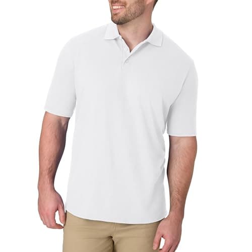 Hanes Men's Short Sleeve X-Temp W/ FreshIQ Polo, White, Small