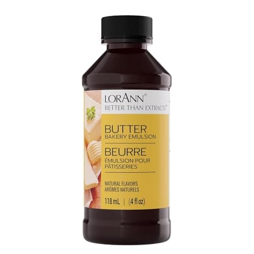 LorAnn Butter Bakery Emulsion, 4 oz - Intense Butter Flavor Extract for Baking, Cookies, Frosting, Ice Cream, Popcorn, Smoothies and Beverage - Vegan, Gluten, Sugar, and Nut Free