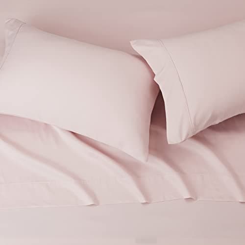 Amazon Basics Lightweight, Breathable Microfiber 4-Piece Bed Sheet Set with 14-Inch Deep Pockets, Full, Blush Pink, Solid — view 2