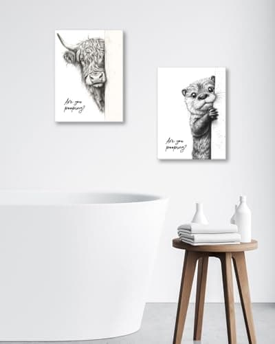 HesenDot Highland Cow Are You Pooping Funny Bathroom Wall Art, 30x40cm — view 4