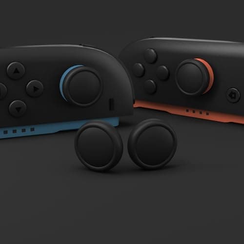 PlayVital Thumb Grips for Nintendo Switch 2, 4-Pack Silicone Joystick Caps for Joycon 2 Accessories, Comfort Thumbstick Grip Covers - Black — view 3