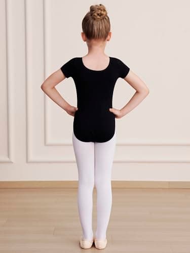 WEGETIT Leotards for Girls Gymnastics Toddler Ballet Leotard Girls Dance Shirts (Black,4-6Years) — view 2