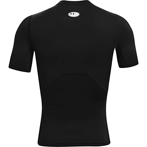 Under Armour mens Armour Heatgear Compression Short-sleeve T-shirt , Black (001)/White , Small — view 5