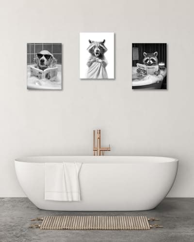 HesenDot 30x40cm Raccoon Wrapped in Towel Funny Framed Bathroom Wall Art — view 5
