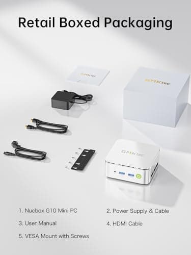 GMKtec Mini PC Computer, G10 Ryzen 5 3500U (Beats N150/4300U/3200U), 16GB RAM 512GB SSD 2.5GbE NIC LAN Desktop Office Home Business HTPC, Triple 4K Display, WiFi, BT, USB-C, DP, Type-C PD, HDMI 2.1 — view 7
