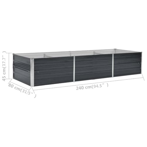 vidaXL Garden Raised Bed Planter Flower Vegetable Plants Herb Grow Pot Box Outdoor Patio Balcony Gardening Anthracite 94.5" Galvanized Steel — view 2