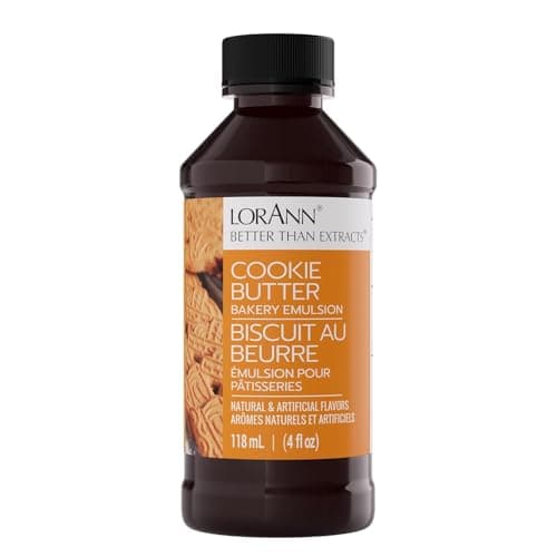 LorAnn Cookie Butter Bakery Emulsion, 4 oz - Intense Cookie Flavor Extract for Baking, Cookies, Frosting, Ice Cream, Smoothies and Beverage - Vegan, Gluten, Sugar, and Nut Free