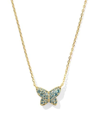 Kendra Scott 14k Gold-Plated Lillia Crystal Pendant Necklace in Blue Green Crystal, Fashion Jewelry for Women
