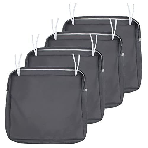 NettyPro Outdoor Patio Chair Seat Cushion Covers UV Resistant Water Repellent Furniture Cushion Slipcovers, 22x20x4 inch, Grey