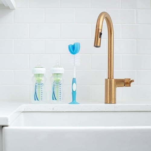 Dr. Brown’s Reusable Sponge Baby Bottle Cleaning Brush Set with Suction Cup Stand, Scrubber and Nipple Cleaner, Blue 3-Pack — view 5