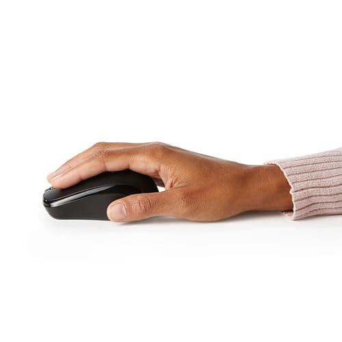 Amazon Basics 2.4 GHz Wireless Optical Computer Mouse with USB Nano Receiver, Portable, No Wires, Smooth Tracking, Multi-Device Compatibility, Black — view 2