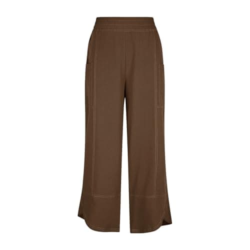 Womens Wide Leg Linen Pants Casual Drawstring Palazzo Harem Pants Loose Beach Travel Vacation Trousers with Pockets — view 4