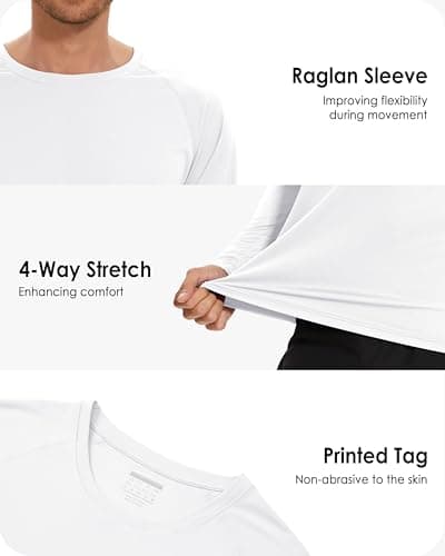 Boladeci Rash Guard Men Long Sleeve T-Shirt White Summer Shirts for Men SPF 50+ Sun UV Protection Clothing Full Sleeve Fishing Swim Golf Tees Shirts — view 4