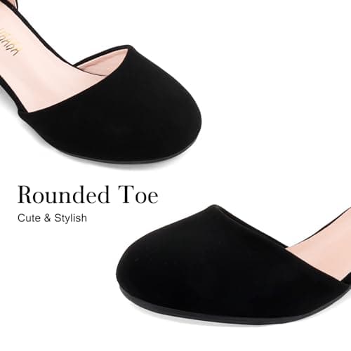 Wulubaba Girls Dress Shoes Closed Toe, High Chunky Kids Heels for Girls, Ankle Strap Wedding Party Pump Flower Girl Shoes, Nubuck Black Size 3 — view 3